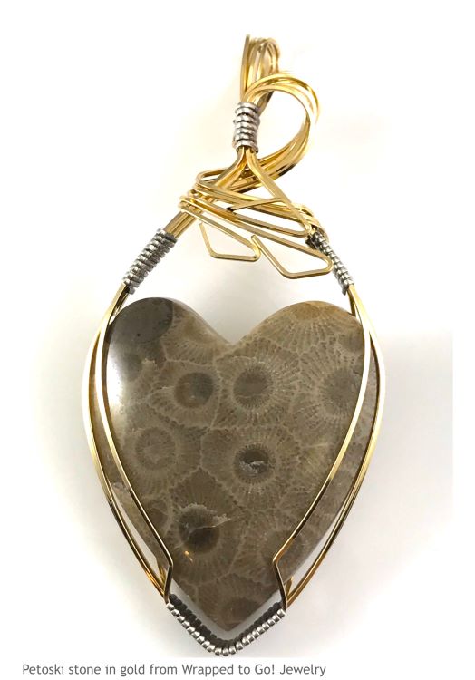 Petoskey stone pendant, michigan coral jewelry
